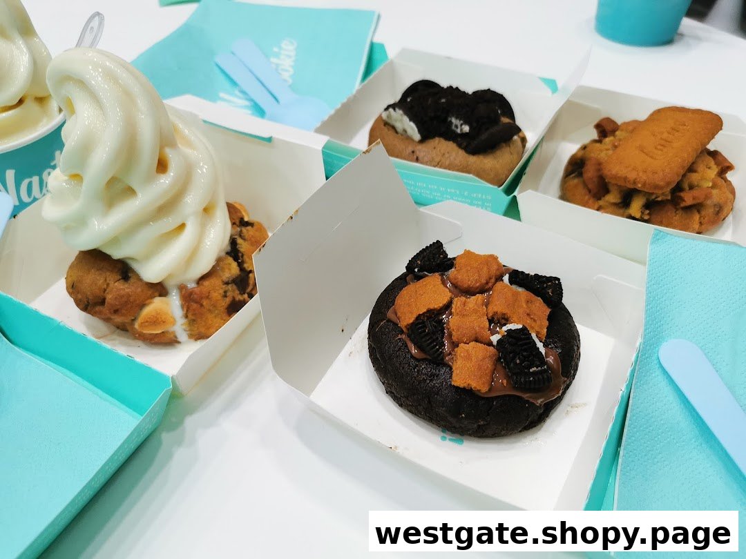 A variety of Nasty Cookie's delicious cookies and desserts, including soft serve and loaded cookies.