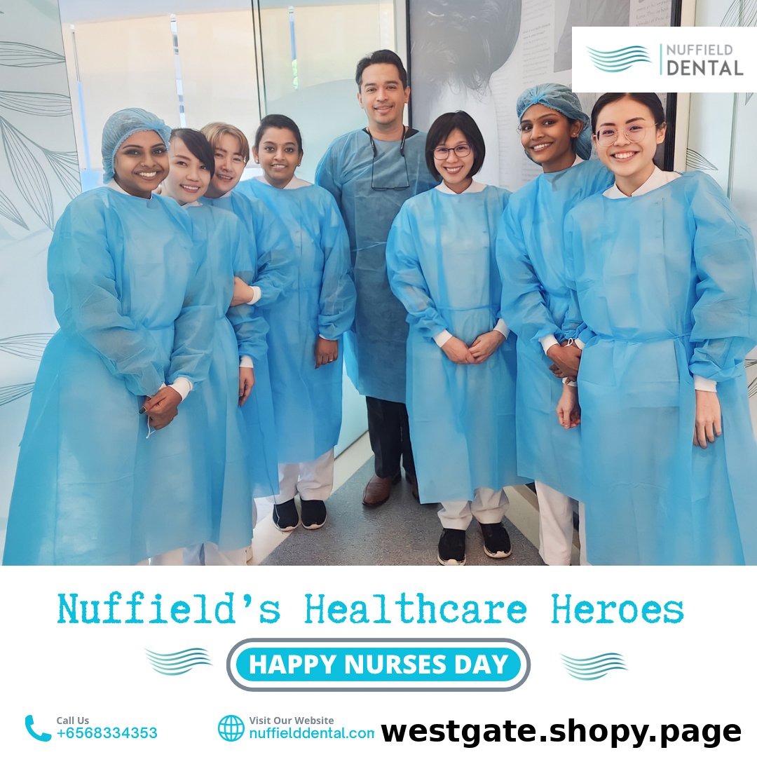Nuffield Dental's team of healthcare professionals in scrubs.