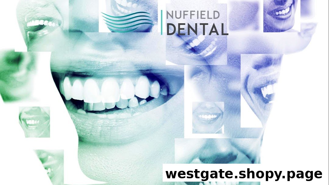 A collage of smiling faces and the Nuffield Dental logo, emphasizing healthy teeth.