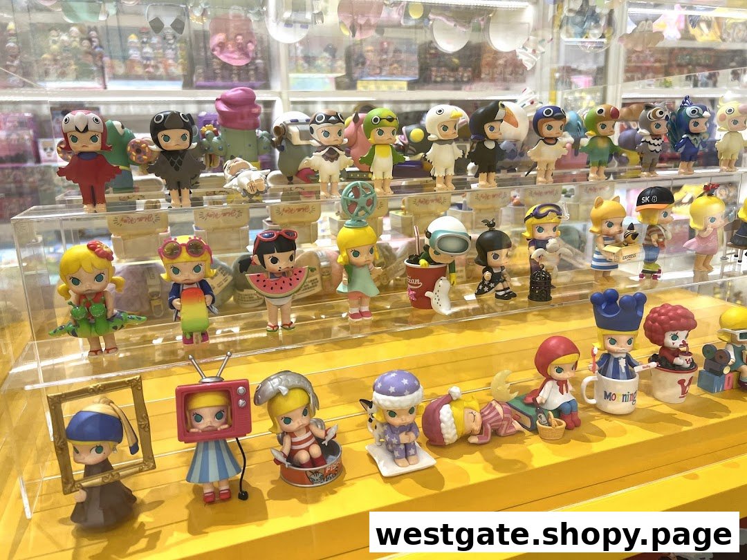 A vibrant display of diverse collectible figurines, showcasing various characters and themes within the POP MART store.