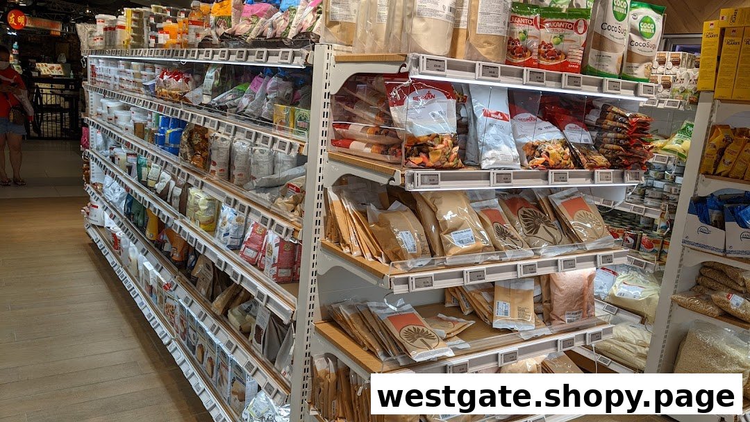Aisle view of RedMan by Phoon Huat, showcasing shelves stocked with baking ingredients and food products.