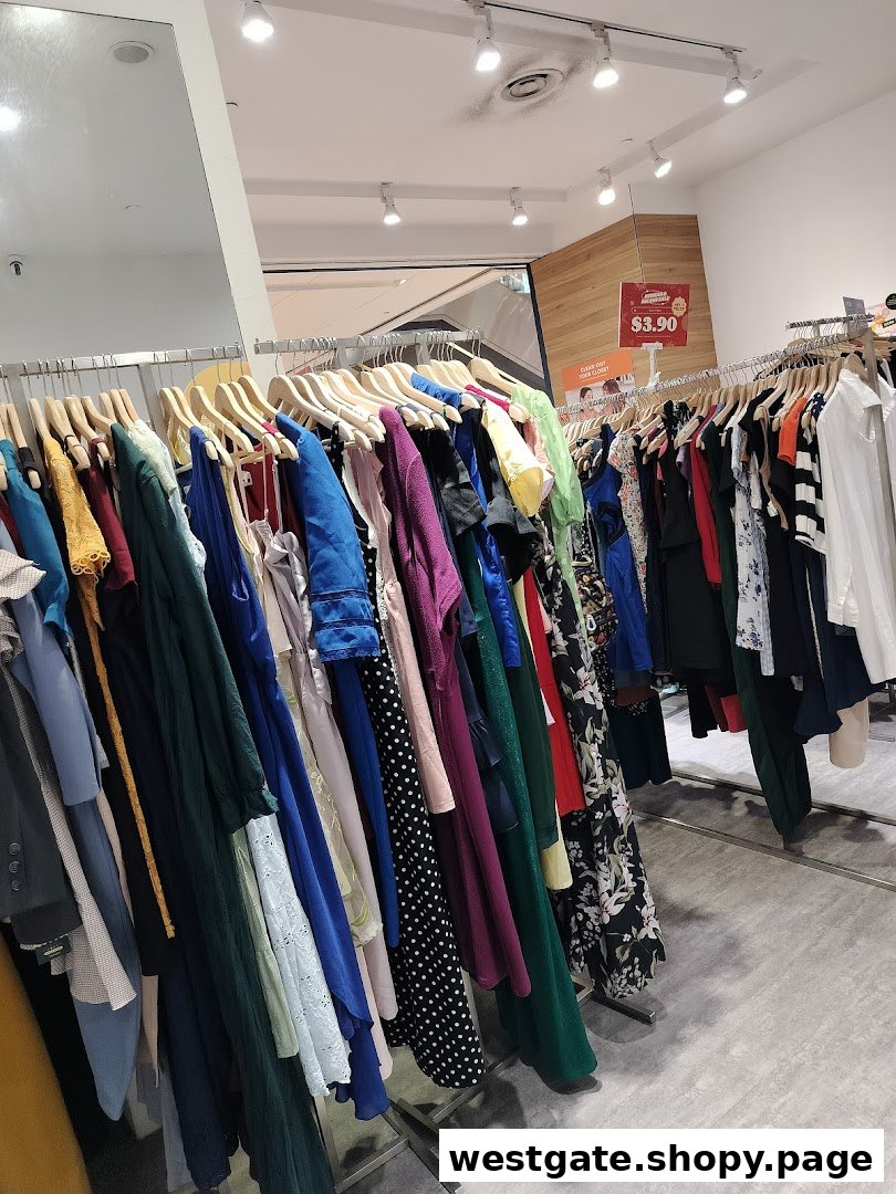 Interior view of REFASH Westgate, showcasing racks filled with a diverse selection of pre-loved clothing.