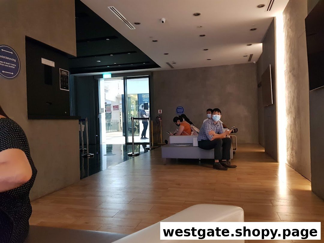 Customers wait in a modern, well-lit lounge area at the Samsung Service Centre.