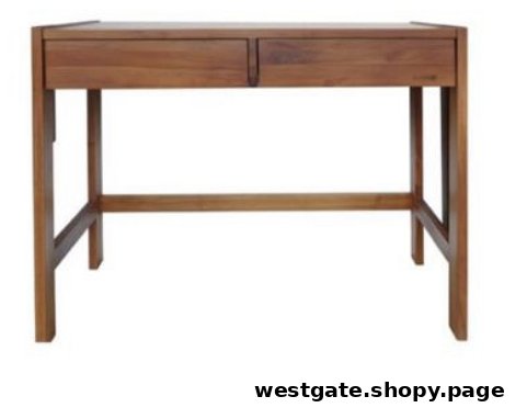 A minimalist wooden desk with two drawers, showcasing Scanteak's quality craftsmanship.