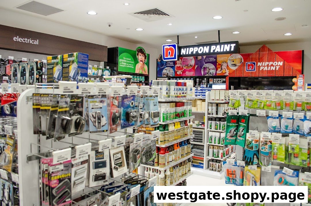 An interior view of Selffix DIY store, showcasing aisles filled with electrical, paint, and gardening products.