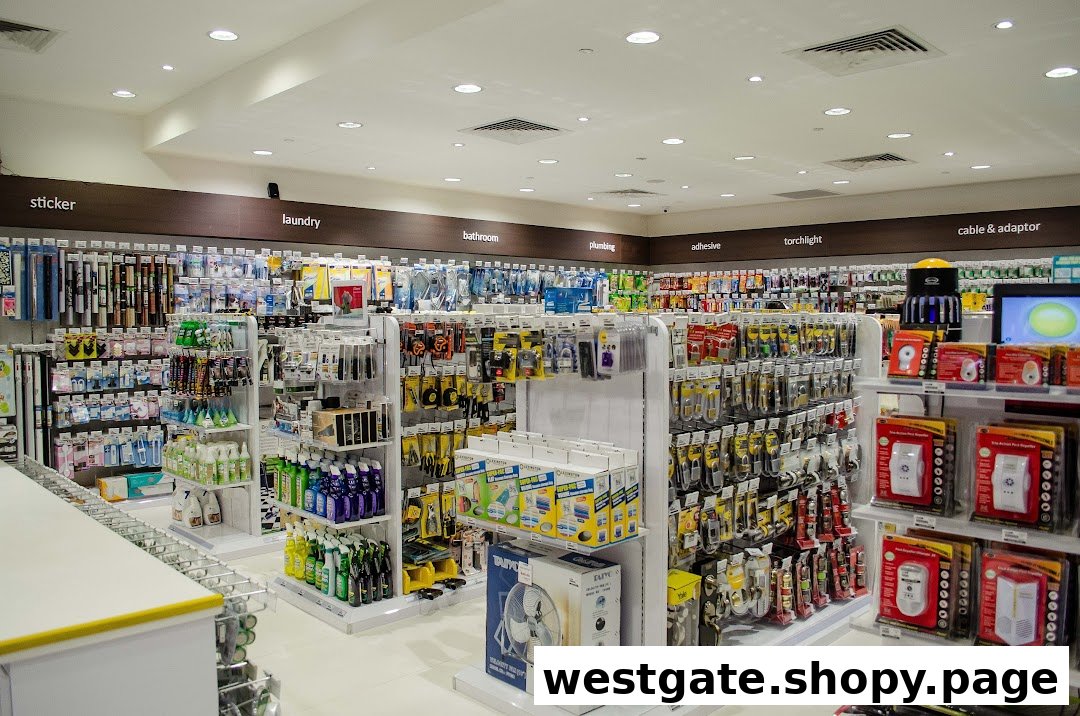 An interior view of Selffix DIY, showcasing well-organized aisles with various home improvement and hardware products.