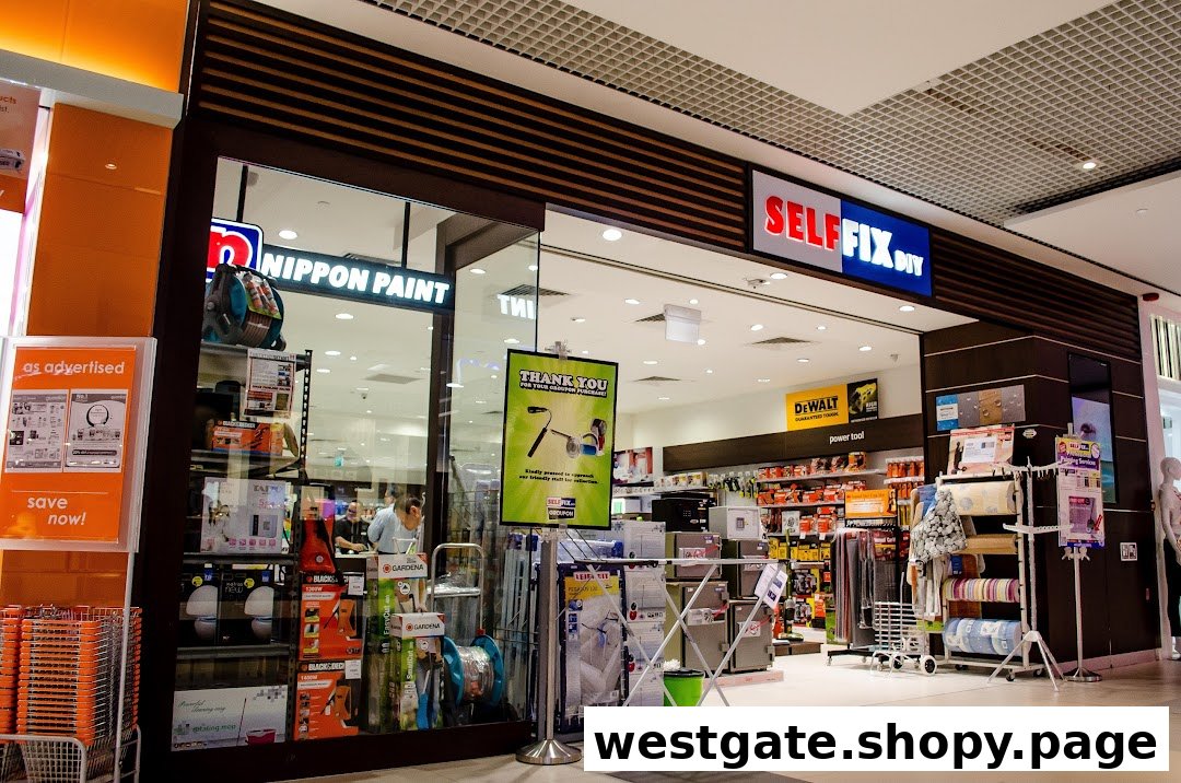 The brightly lit storefront of Selffix DIY, a hardware and home improvement store, showcasing various products.
