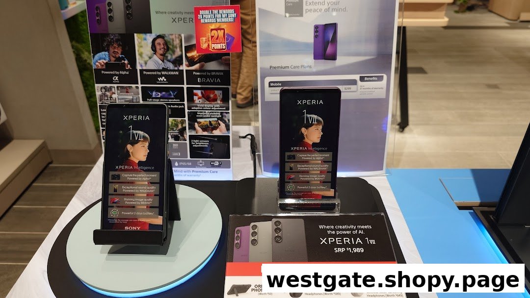 A vibrant display of Sony Xperia smartphones and related accessories, showcasing their features and special offers.