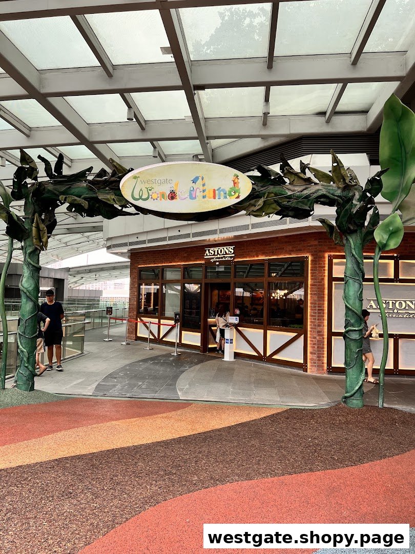 Exterior view of a retail entrance at Westgate, featuring a decorative archway.