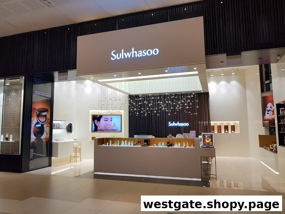 Elegant Sulwhasoo boutique entrance showcasing skincare products and modern design.