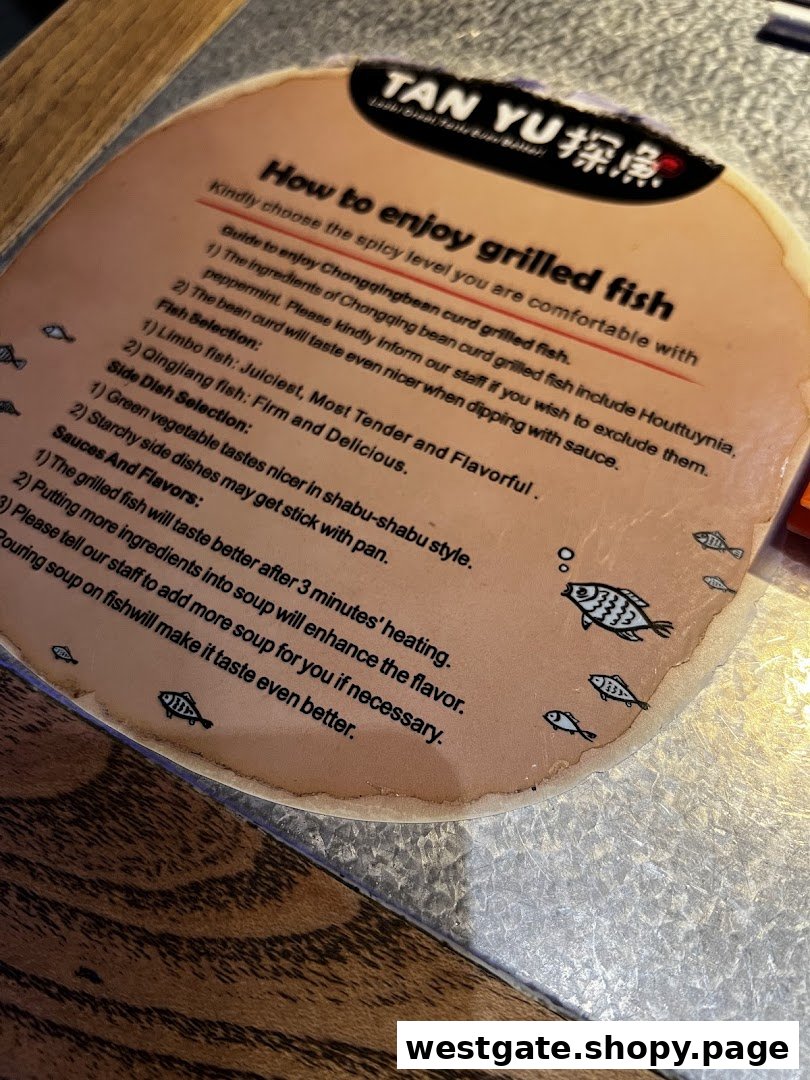 A guide on how to enjoy grilled fish at TANYU, detailing fish and side dish selections.