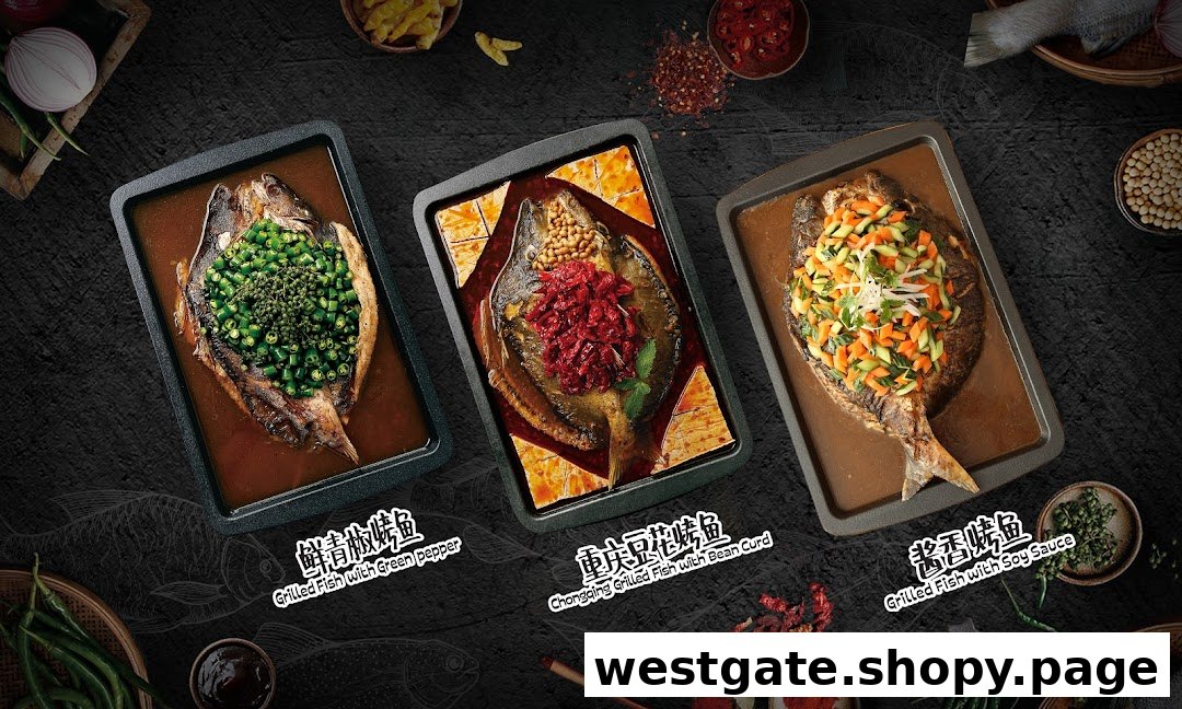 Three distinct grilled fish dishes, showcasing TANYU's signature flavors and fresh ingredients.