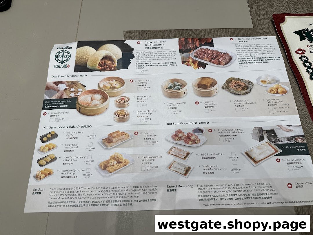 A detailed menu from Tim Ho Wan, showcasing various dim sum dishes with descriptions and prices.