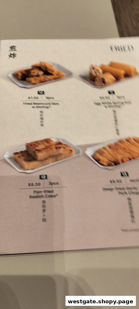 A menu page from Tim Ho Wan featuring various fried dim sum items with prices and descriptions.