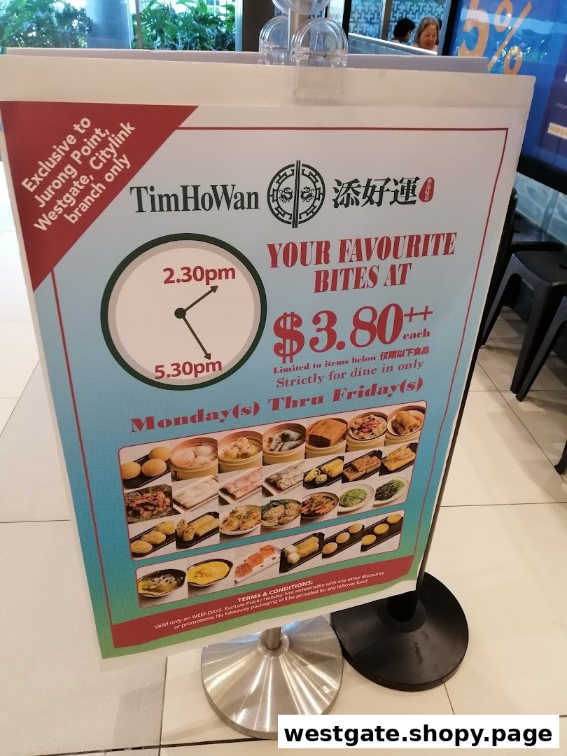 A promotional sign for Tim Ho Wan's afternoon tea special, featuring various dim sum and bites.