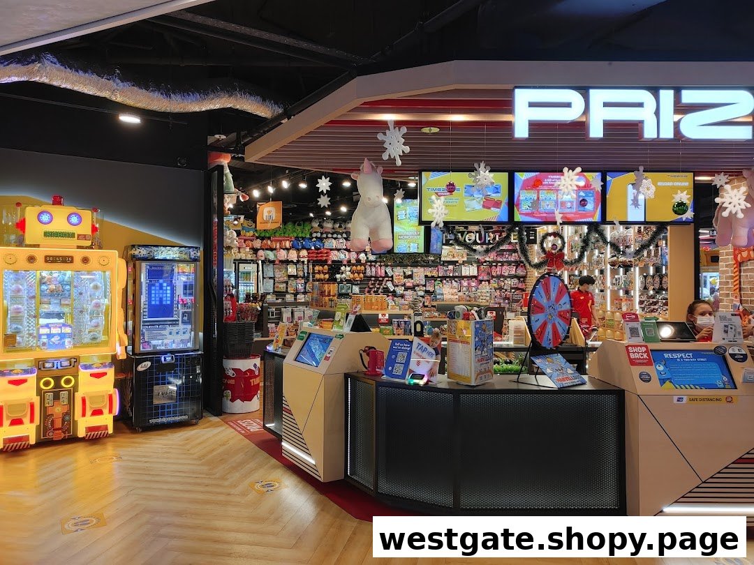 A vibrant prize counter and arcade games at Timezone, filled with merchandise and fun.