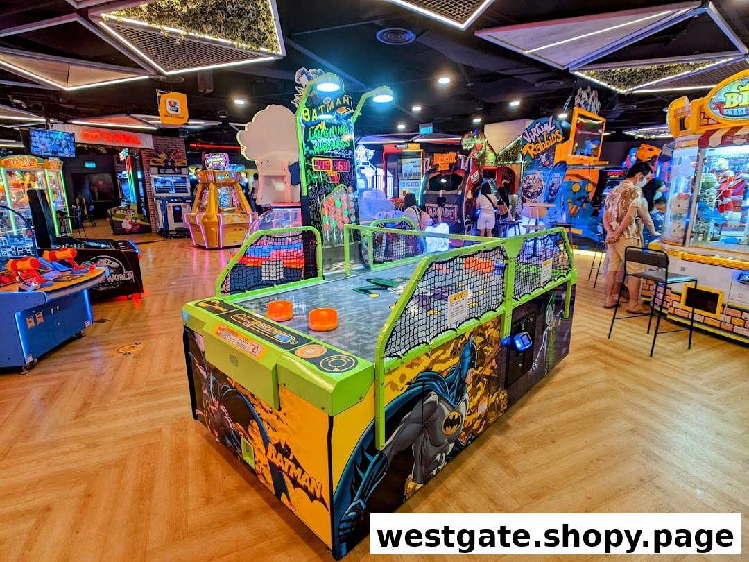 An vibrant arcade interior filled with various game machines and visitors enjoying themselves.