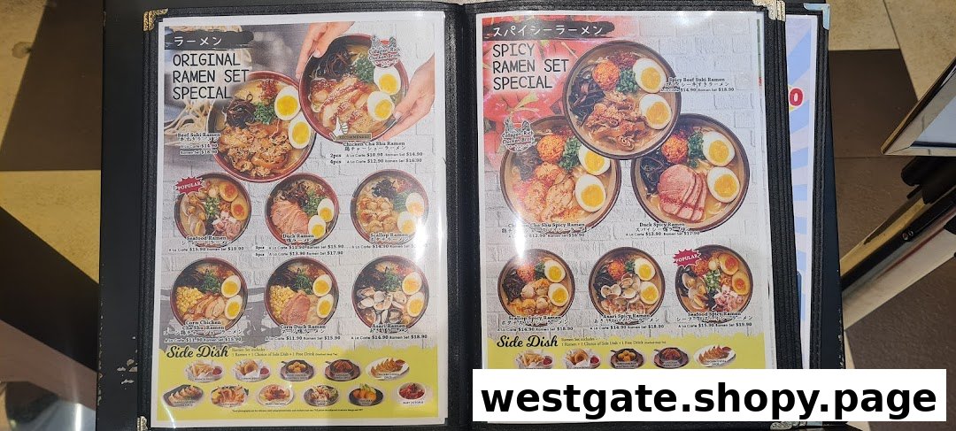 A comprehensive menu displaying various ramen sets, including original and spicy options, along with side dishes.
