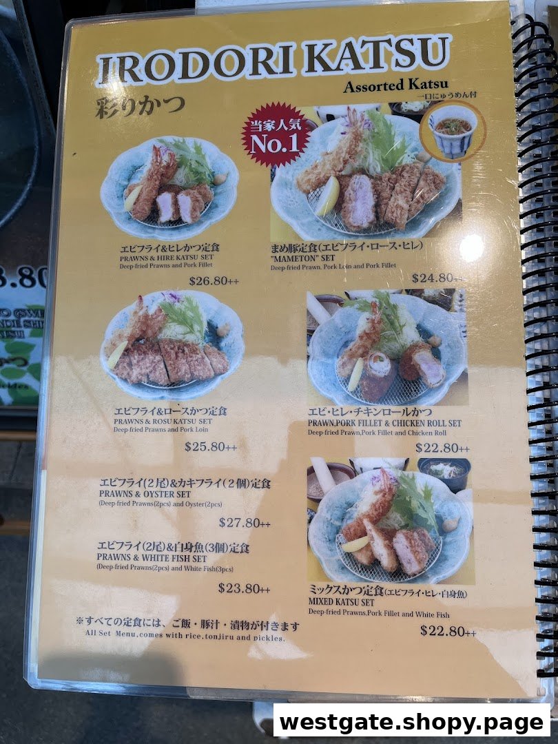 A detailed menu page from Tonkatsu by Ma Maison, showcasing various Irodori Katsu sets with images and prices.