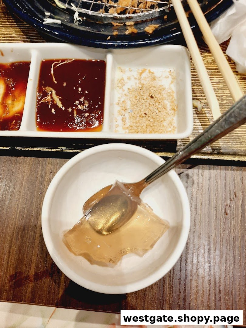 A close-up of a refreshing dessert and condiments, showcasing a delightful dining experience.
