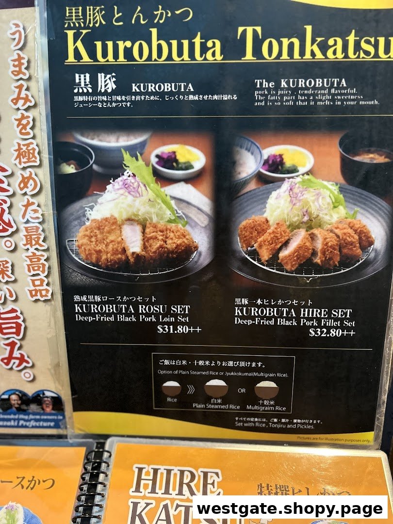 A menu page showcasing premium Kurobuta Tonkatsu sets with descriptions and prices.