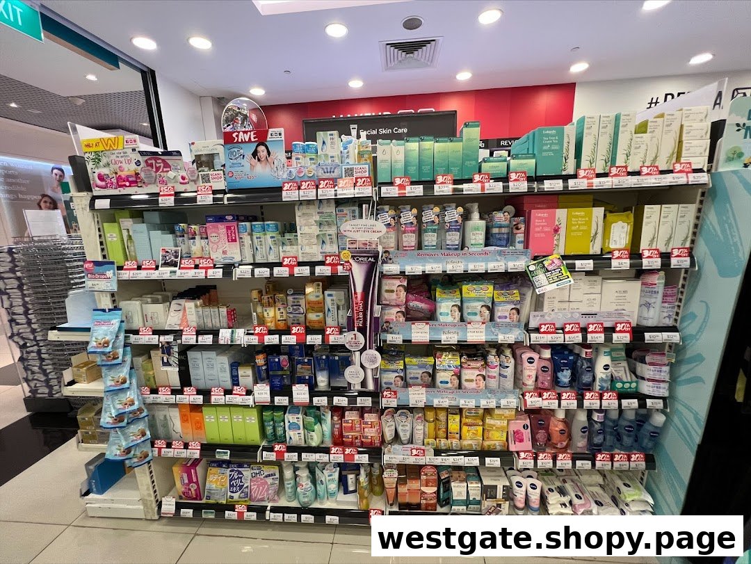 Aisle view of Watsons Singapore, showcasing shelves filled with a wide range of skincare and beauty products.