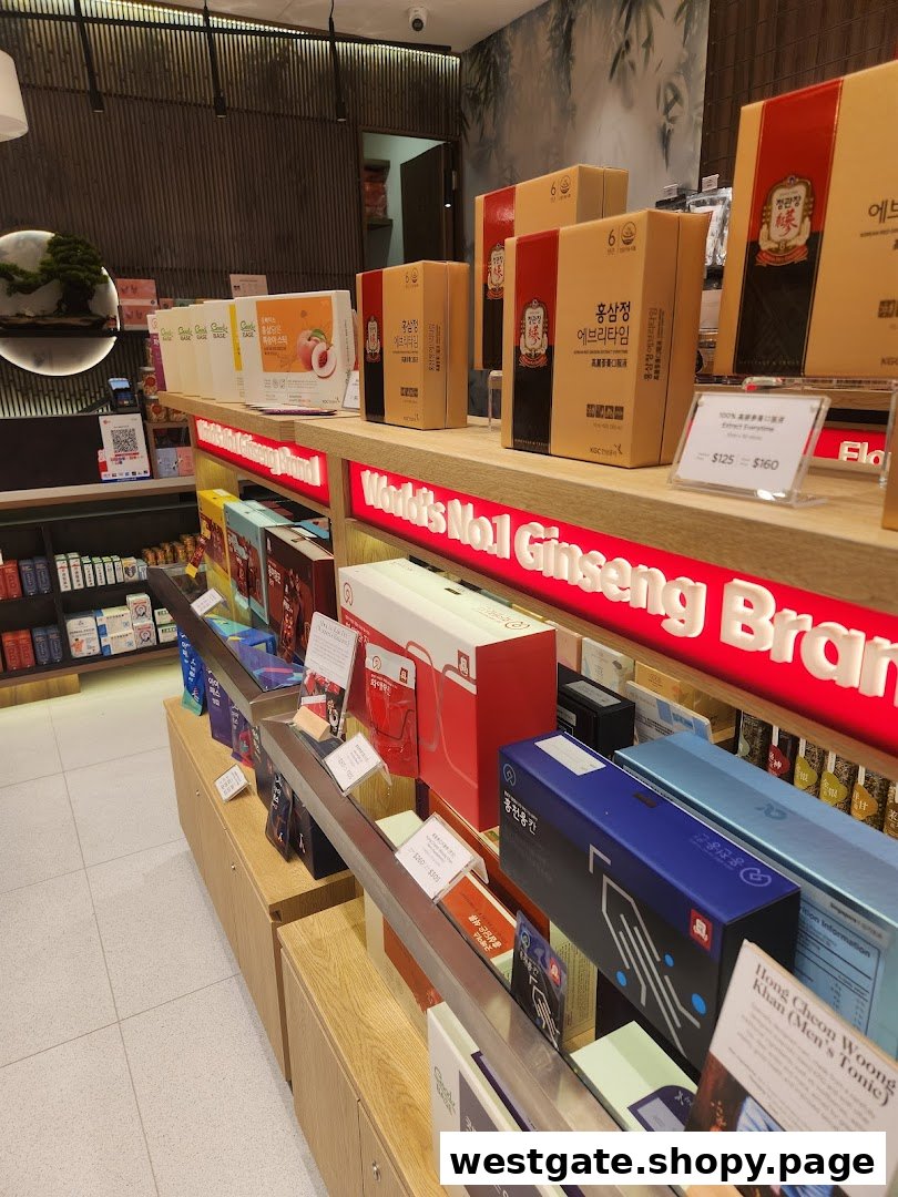An interior view of WJL 永裕隆, showcasing shelves filled with premium ginseng and health supplements.