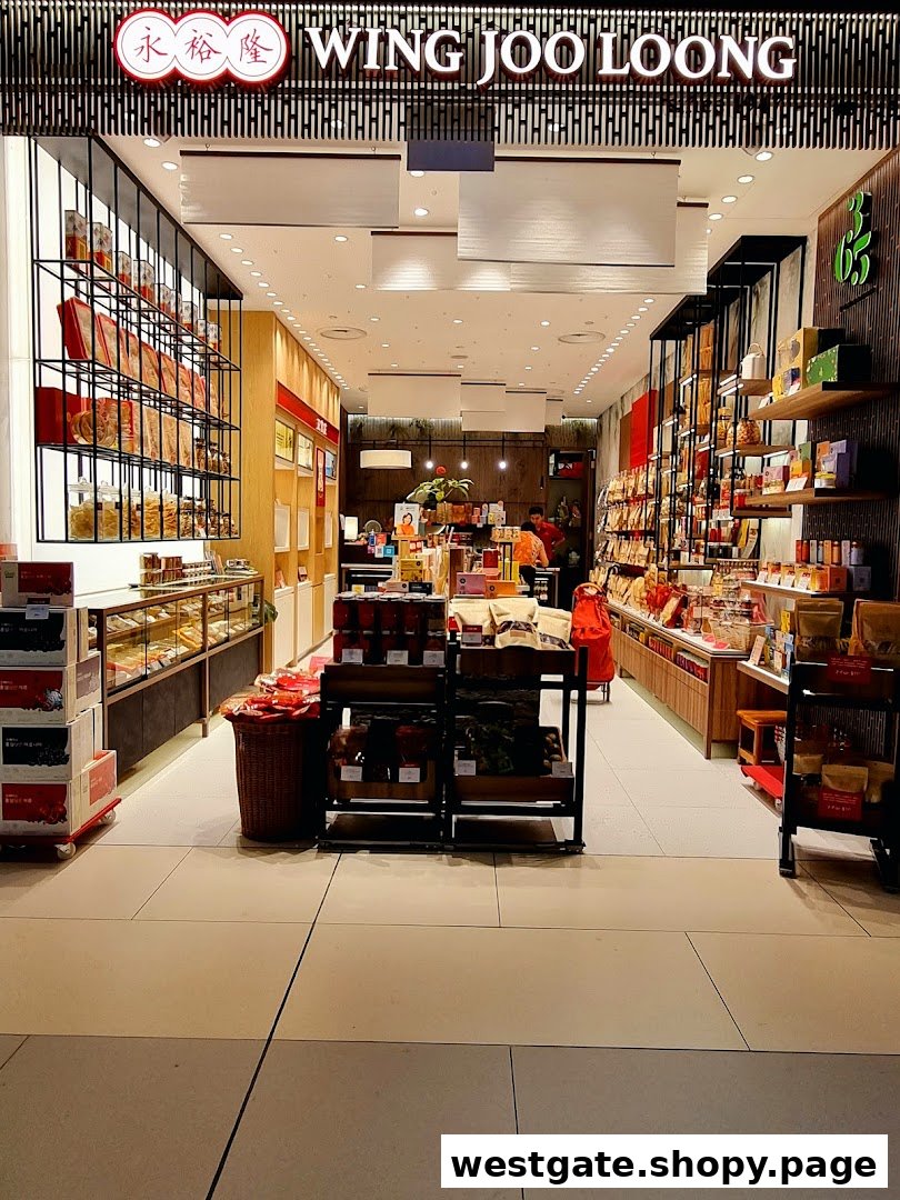 The shop front of WJL 永裕隆, showcasing a wide array of traditional Asian snacks and goods.