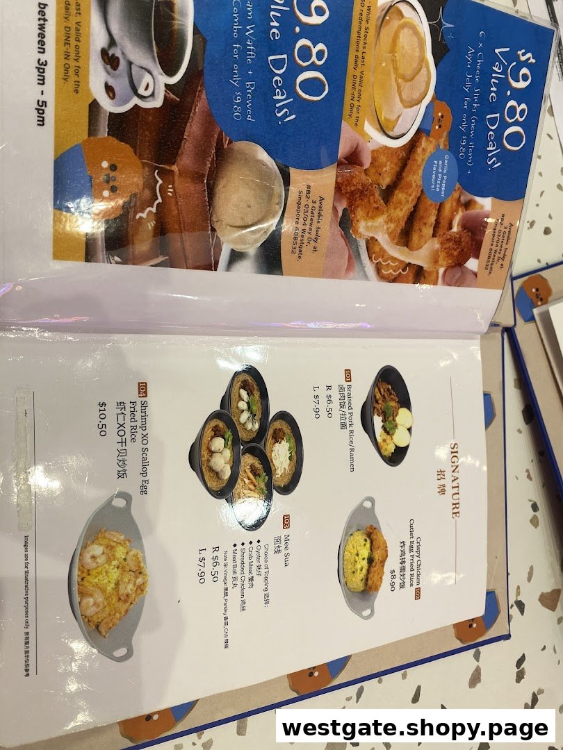 A detailed menu showcasing Taiwanese signature dishes and attractive value deals with prices and descriptions.