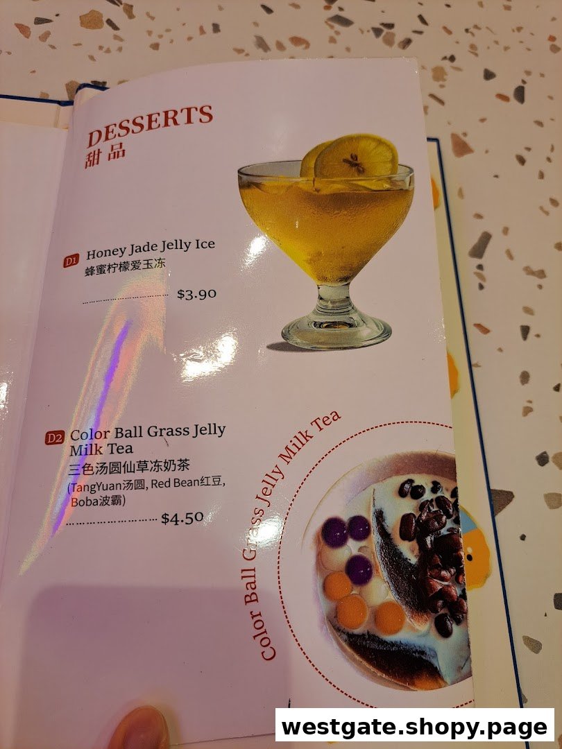 A menu page from Xi Men Jie showcasing delicious Taiwanese desserts and their prices.