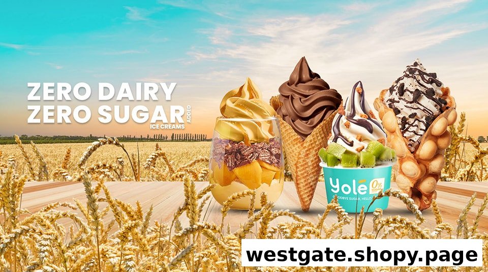 A vibrant image showcasing various Yolé zero dairy, zero sugar ice cream creations amidst a wheat field.