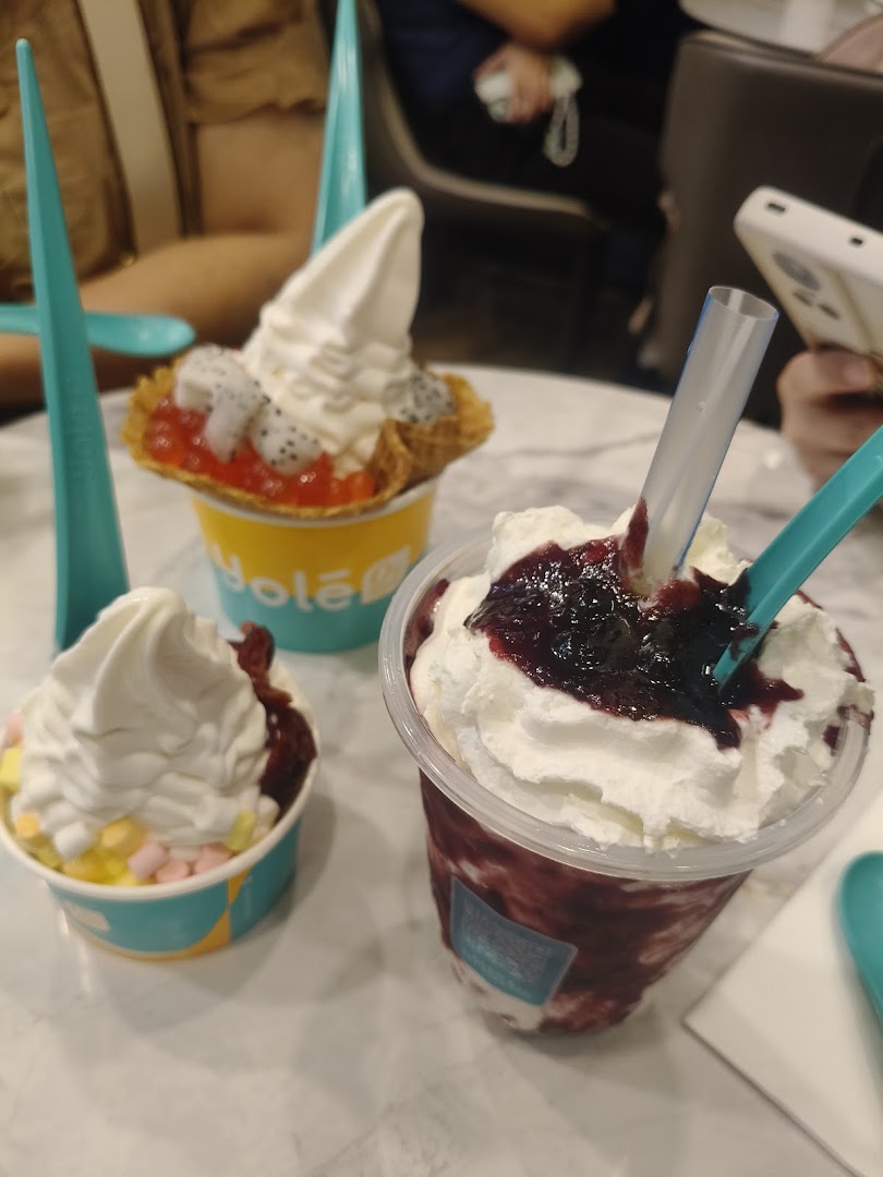 Delicious frozen yogurt desserts and a berry smoothie from Yolé Westgate.