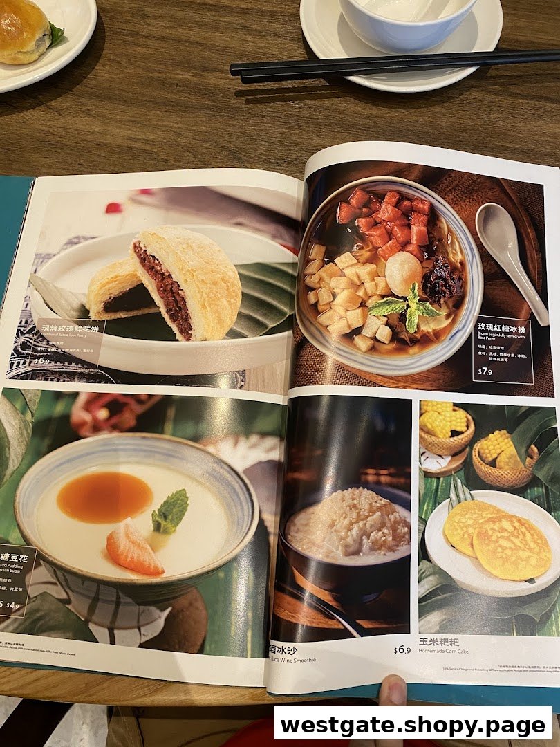 A vibrant menu spread showcasing various Yunnan-style desserts and beverages.